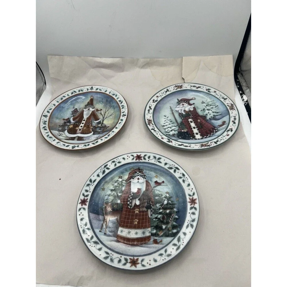 Set 3 Christmas Santa Salad Plates 8